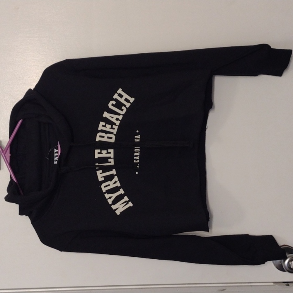 NWT Envy Black Hooded SC Myrtle Beach Cropped Hoodie Size Small